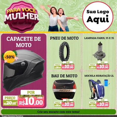 Modelo de Rede Social para Feed Facebook com o tema Para Você Mulher para Moto peças
