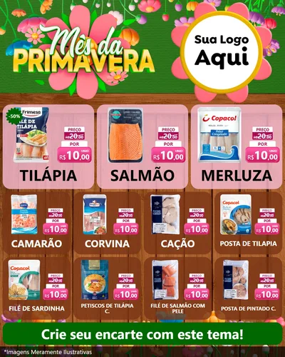 Modelo de Rede Social para Feed Instagram com o tema Mês da Primavera para Peixaria