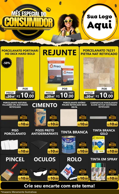 Modelo de Encarte para Encarte Grande com o tema Mês Especial do Consumidor para Pisos e revestimentos
