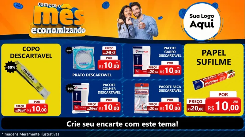 Modelo de TV para TV Horizontal com o tema Comece O Mês Economizando para Embalagens