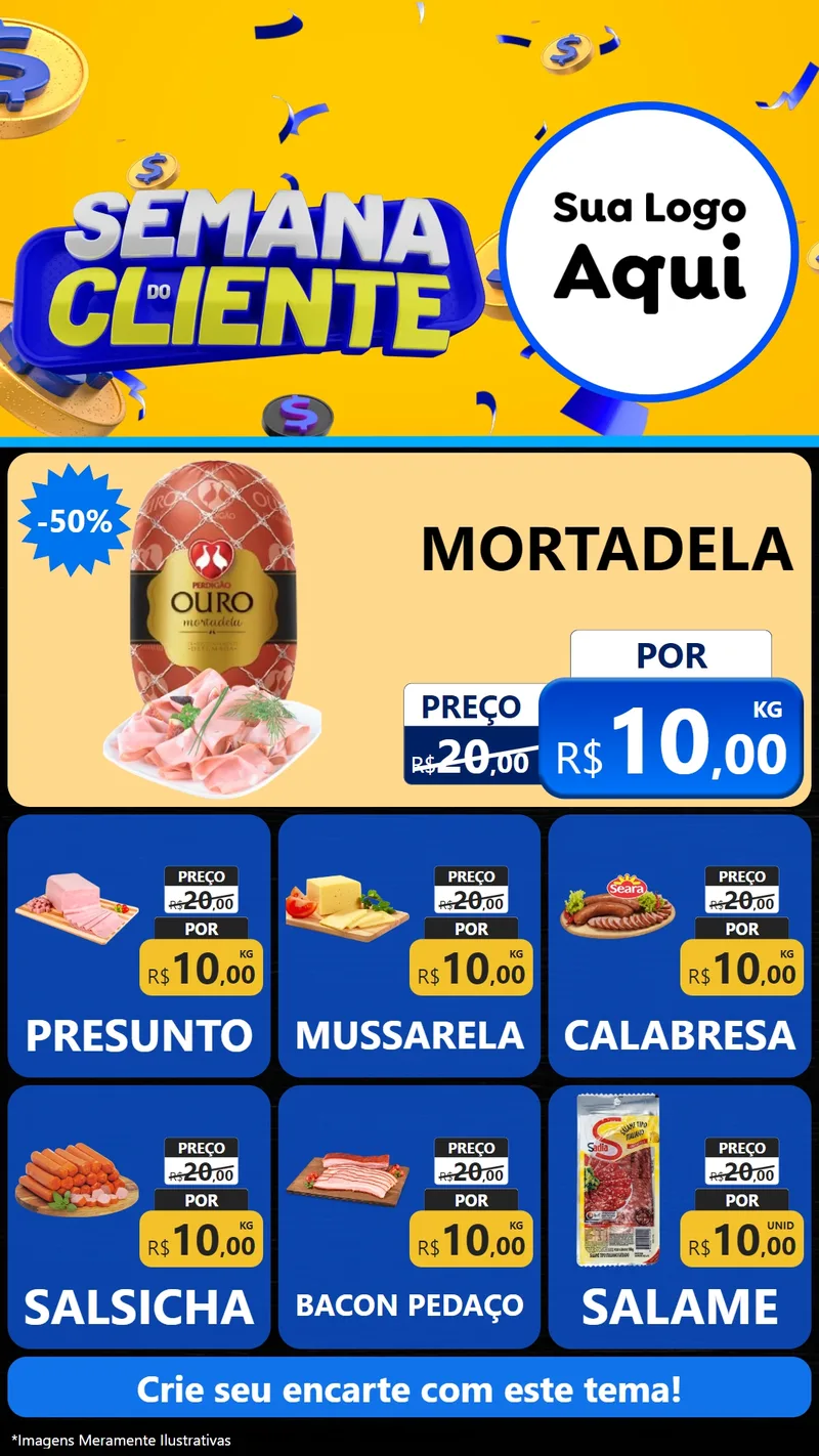 Modelo de Rede Social para Stories com o tema Semana do Cliente para Frios e Laticínios