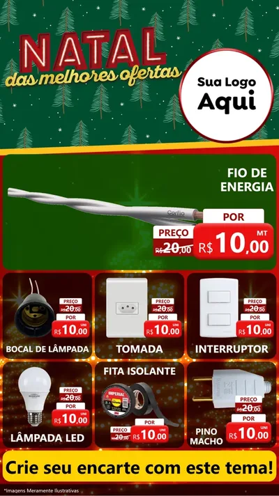 Modelo de Rede Social para Stories com o tema Natal das Melhores Ofertas para Materiais Elétricos