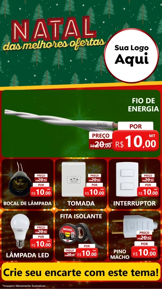 Modelo de Rede Social para Stories com o tema Natal das Melhores Ofertas para Materiais Elétricos