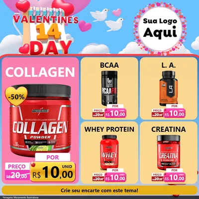 Modelo de Rede Social para Feed Facebook com o tema Valentine's Day para Suplementos alimentares