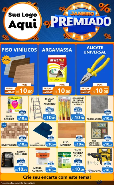 Modelo de Encarte para Encarte Grande com o tema Janeiro Premiado para Material para Construção