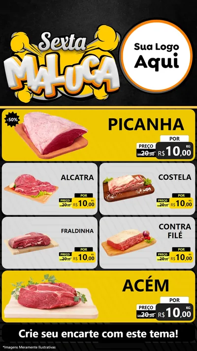 Modelo de TV para TV Vertical com o tema Sexta Maluca para Açougue