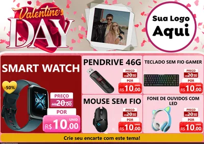 Modelo de Encarte para Encarte A4 Horizontal com o tema Valentine's Day para Informática