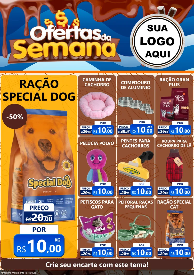 Modelo de Encarte para Encarte A4 Vertical com o tema Ofertas da Semana - Páscoa para Pet Shop
