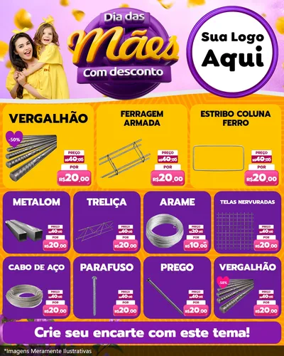 Modelo de Rede Social para Feed Instagram com o tema Dia das Mães com Desconto para Ferragens
