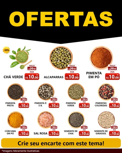 Modelo de Rede Social para Feed Instagram com o tema Ofertas Preto e Vermelho Cartaz para Produtos Naturais