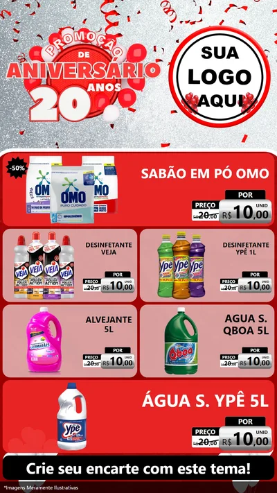 Modelo de TV para TV Vertical com o tema Promoção de Aniversário - 20 Anos para Produtos de Limpeza