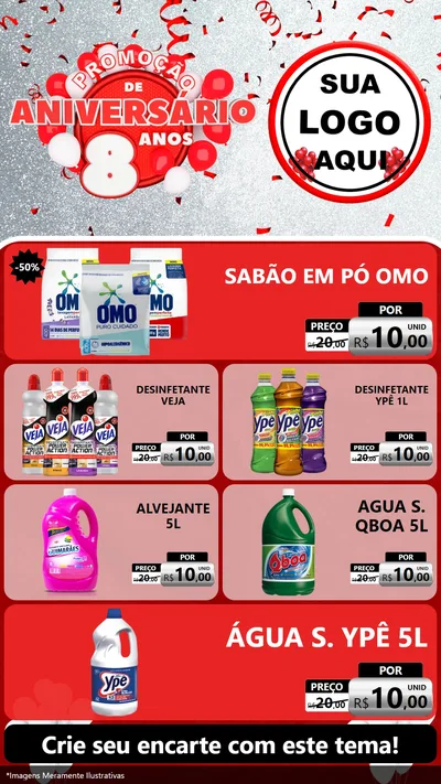 Modelo de TV para TV Vertical com o tema Promoção de Aniversário - 8 Anos para Produtos de Limpeza