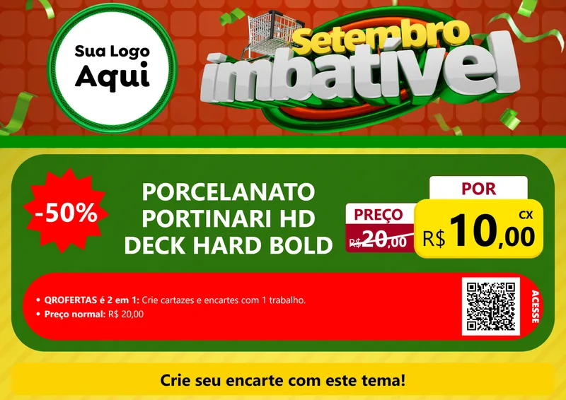 Modelo de Cartaz para Cartaz A4 Horizontal com o tema Setembro Imbatível para Pisos e revestimentos