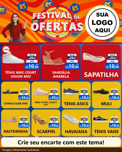 Modelo de Rede Social para Feed Instagram com o tema Festival de Ofertas para Calçados