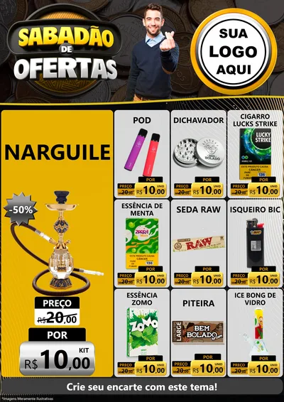 Modelo de Encarte para Encarte A4 Vertical com o tema Sabadão de Ofertas para Tabacaria