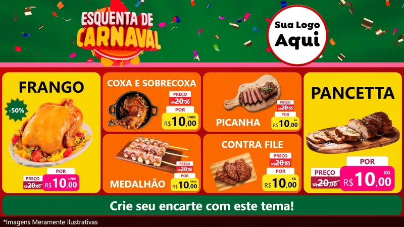 Modelo de TV para TV Horizontal com o tema Esquenta de Carnaval para Assados