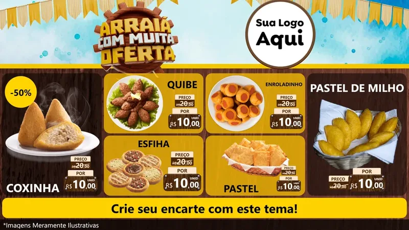 Modelo de TV para TV Horizontal com o tema Ofertas de São João - Junina para Salgadaria