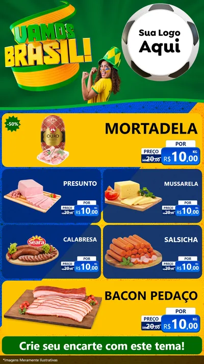 Modelo de TV para TV Vertical com o tema Vamos Brasil - Copa para Frios e Laticínios