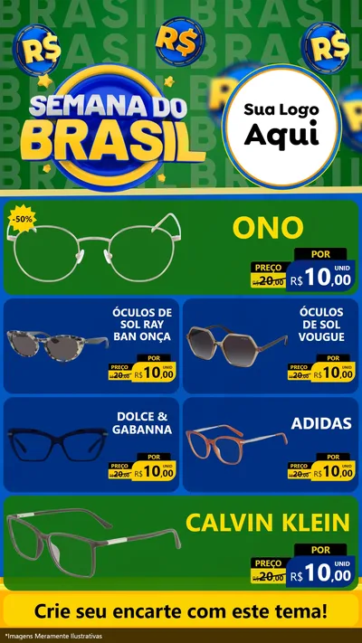 Modelo de TV para TV Vertical com o tema Semana Do Brasil para Óticas