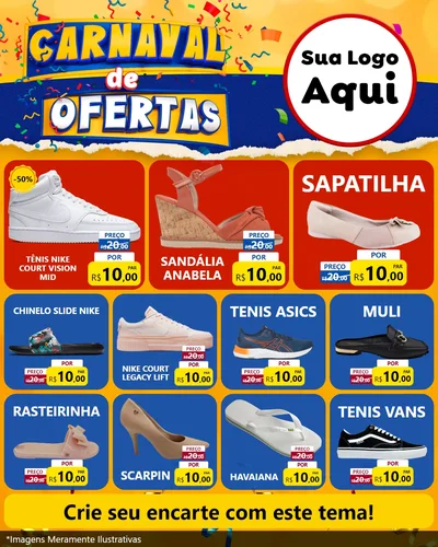 Modelo de Rede Social para Feed Instagram com o tema Carnaval de Ofertas para Calçados