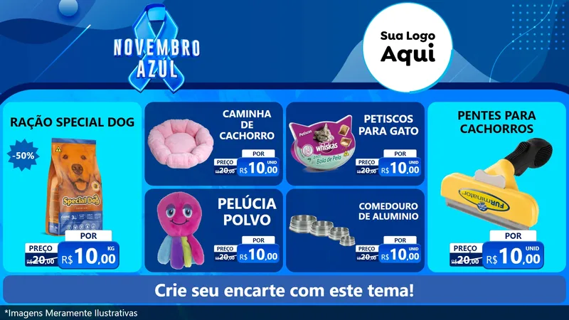 Modelo de TV para TV Horizontal com o tema Novembro Azul para Pet Shop