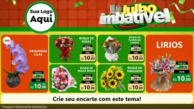 Modelo de TV para TV Horizontal com o tema Julho Imbatível para Floricultura e jardim