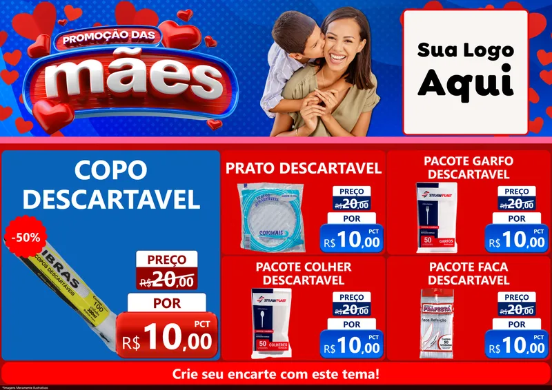 Modelo de Encarte para Encarte A4 Horizontal com o tema Promoção das Mães para Embalagens