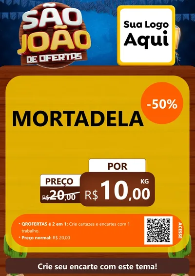 Modelo de Cartaz para Cartaz A4 Vertical com o tema São João Ofertas Imbatíveis! - Junina para Frios e Laticínios
