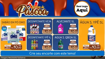 Modelo de TV para TV Horizontal com o tema Ofertas de Páscoa para Produtos de Limpeza