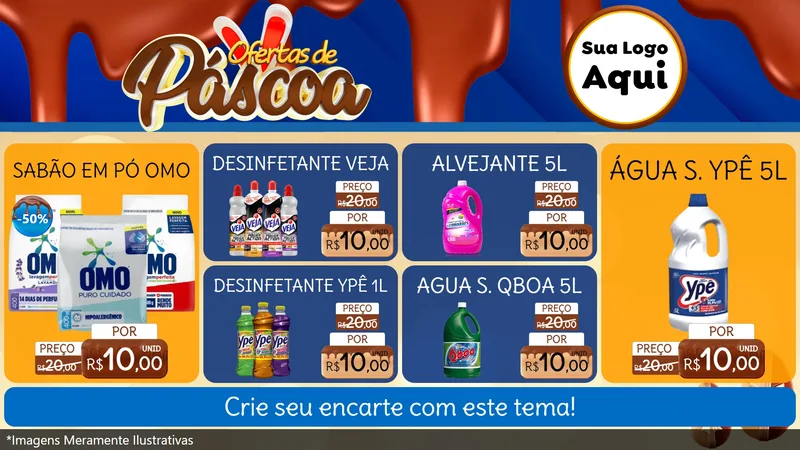 Modelo de TV para TV Horizontal com o tema Ofertas de Páscoa para Produtos de Limpeza