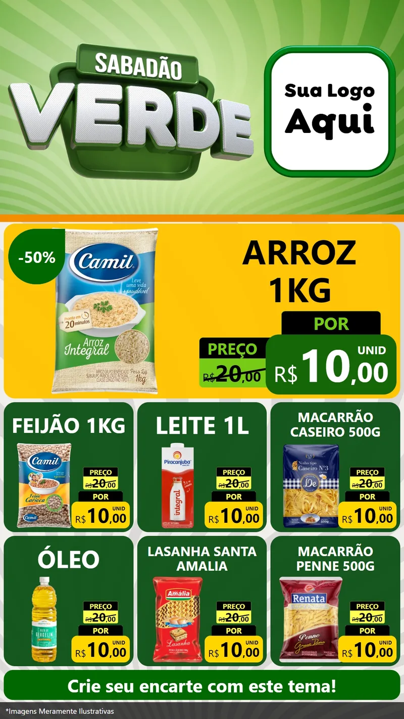 Modelo de Rede Social para Stories com o tema Sabadão Verde para Supermercado