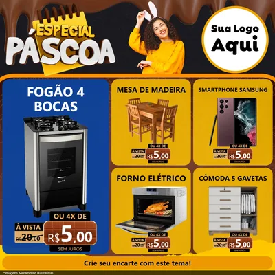 Modelo de Rede Social para Feed Facebook com o tema Especial Páscoa para Móveis e Eletro