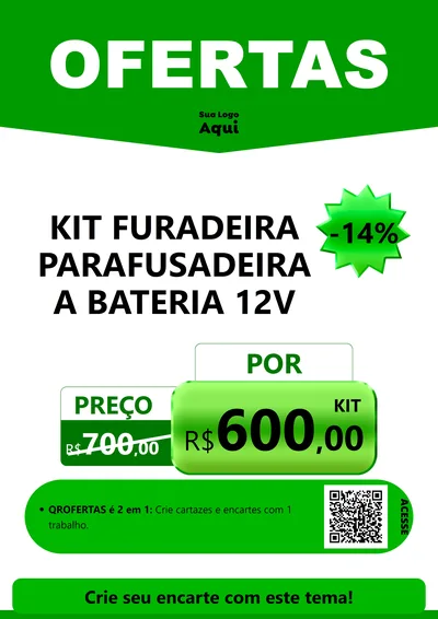 Modelo de Cartaz para Cartaz A4 Vertical com o tema Ofertas Verde Cartaz para Maquinas e Ferramentas
