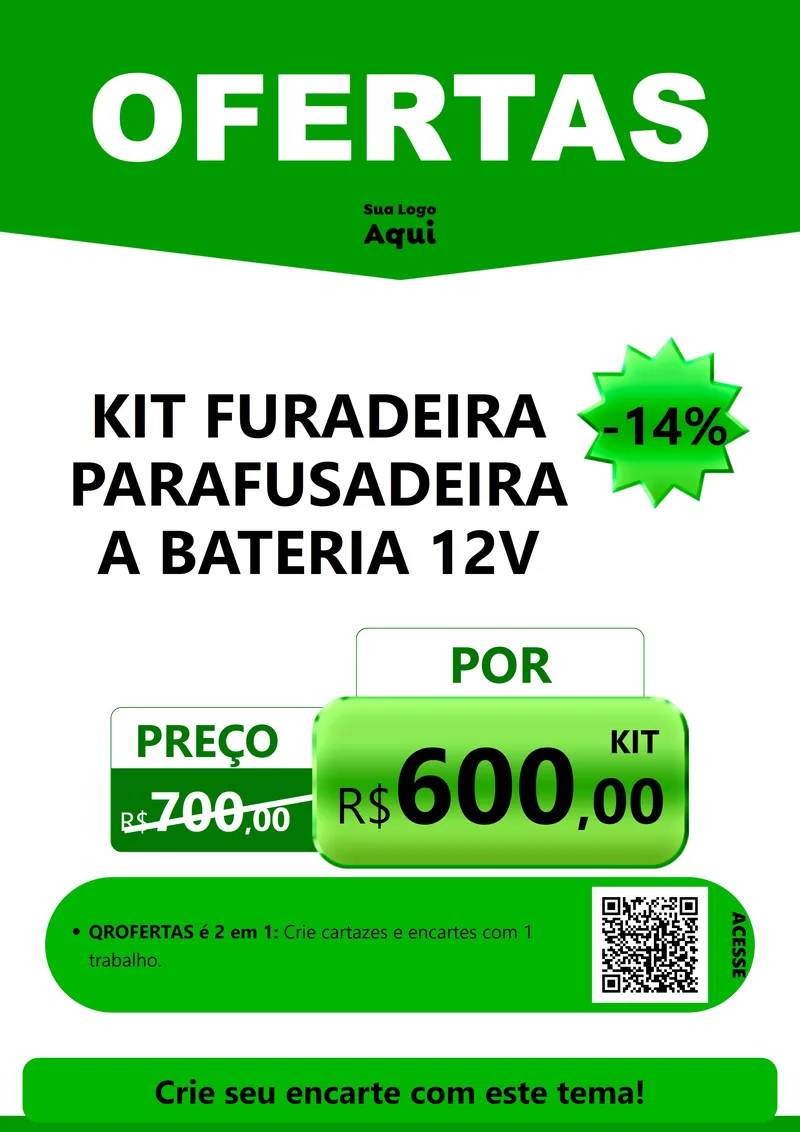 Modelo de Cartaz para Cartaz A4 Vertical com o tema Ofertas Verde Cartaz para Maquinas e Ferramentas