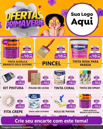 Modelo de Rede Social para Feed Instagram com o tema Ofertas Da Primavera para Tintas e Ferramentas