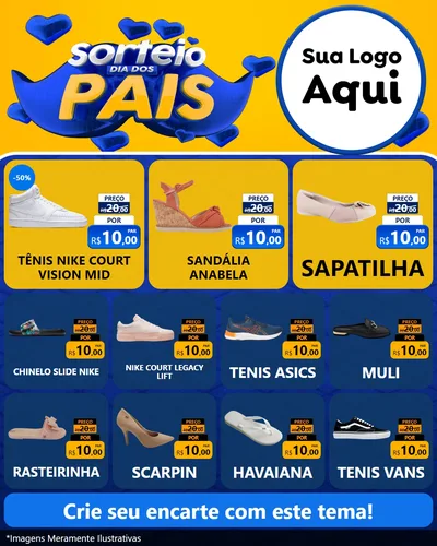 Modelo de Rede Social para Feed Instagram com o tema Sorteio Dia dos Pais para Calçados