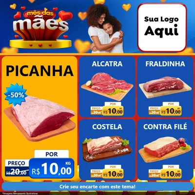 Modelo de Rede Social para Feed Facebook com o tema Mês das Mães para Açougue