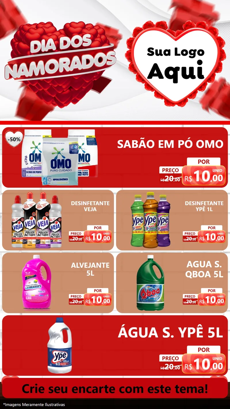 Modelo de TV para TV Vertical com o tema Dia dos Namorados para Produtos de Limpeza