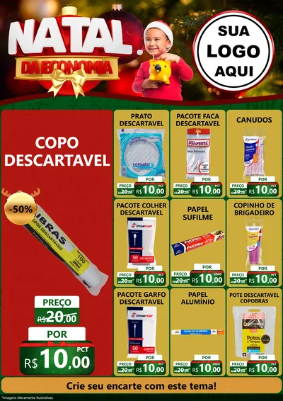 Modelo de Encarte para Encarte A4 Vertical com o tema Natal da Economia para Embalagens