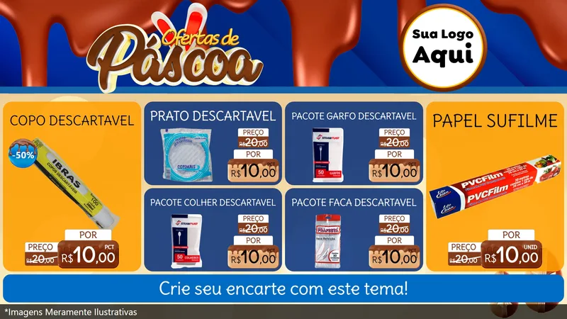 Modelo de TV para TV Horizontal com o tema Ofertas de Páscoa para Embalagens
