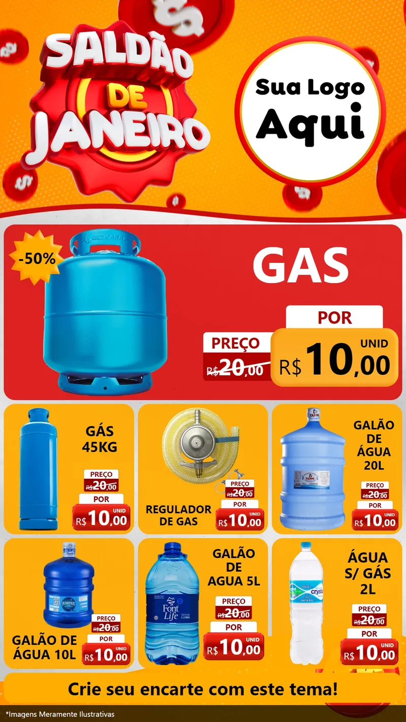 Modelo de Rede Social para Stories com o tema Saldão de Janeiro para Água e gás