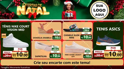 Modelo de TV para TV Horizontal com o tema Ofertas de Natal para Calçados