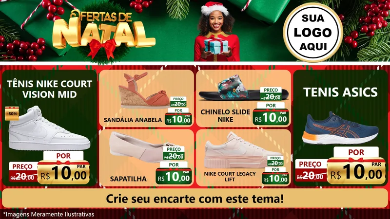 Modelo de TV para TV Horizontal com o tema Ofertas de Natal para Calçados