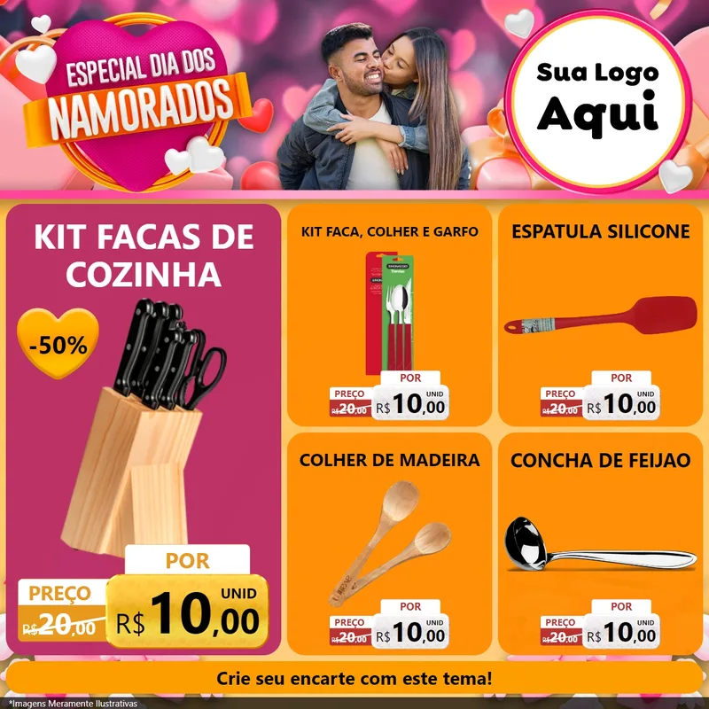 Modelo de Rede Social para Feed Facebook com o tema Especial Dia dos Namorados para Utilidades Domésticas