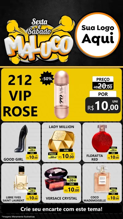 Modelo de Rede Social para Stories com o tema Sexta e Sábado Maluco para Perfumes