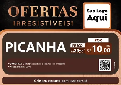 Modelo de Cartaz para Cartaz A4 Horizontal com o tema Ofertas Irresistíveis! para Açougue