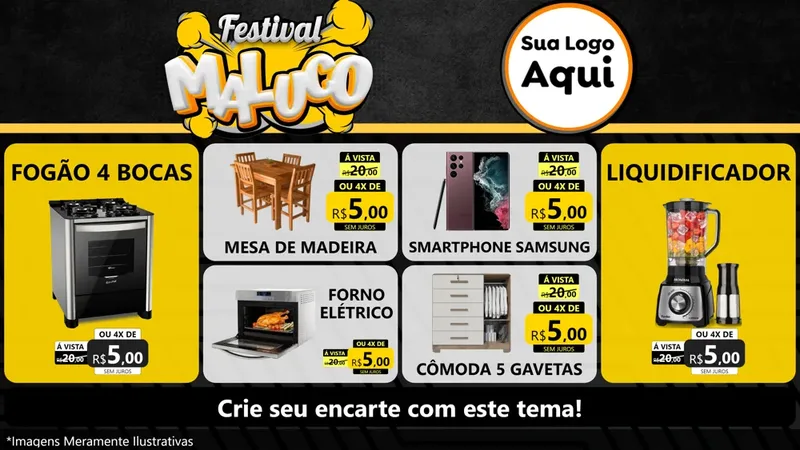 Modelo de TV para TV Horizontal com o tema Festival Maluco para Móveis e Eletro