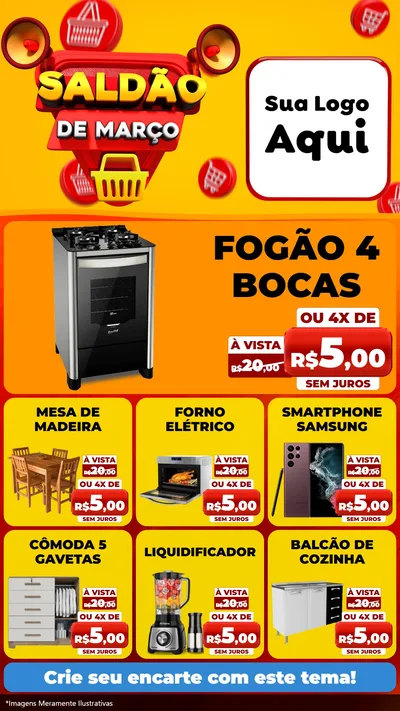 Modelo de Rede Social para Stories com o tema Saldão de Março para Móveis e Eletro