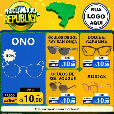 Modelo de Rede Social para Feed Facebook com o tema Proclamação da República para Óticas