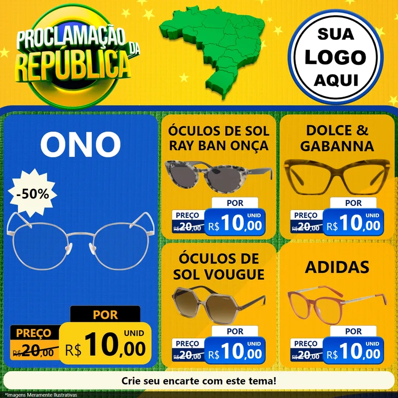 Modelo de Rede Social para Feed Facebook com o tema Proclamação da República para Óticas